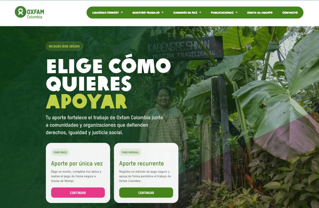 Captura del proyecto digital desarrollado para Oxfam Colombia