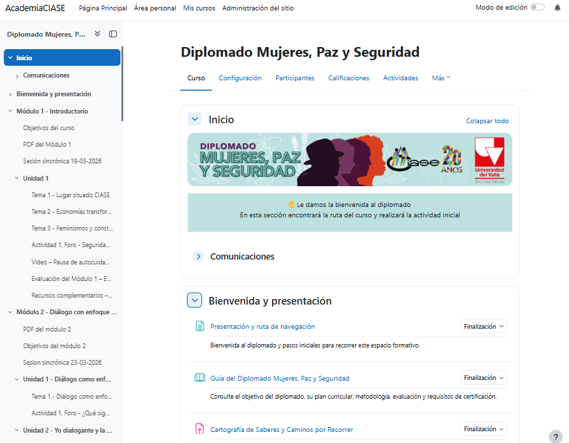 Captura de un diplomado alojado en GoData Academy